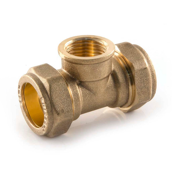 Brass Compression Tee with Female Branch