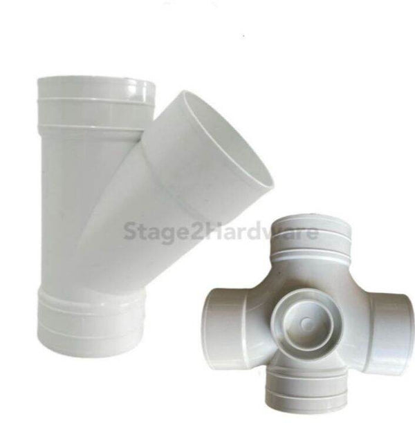 White PVC Solid Cross Y Branch