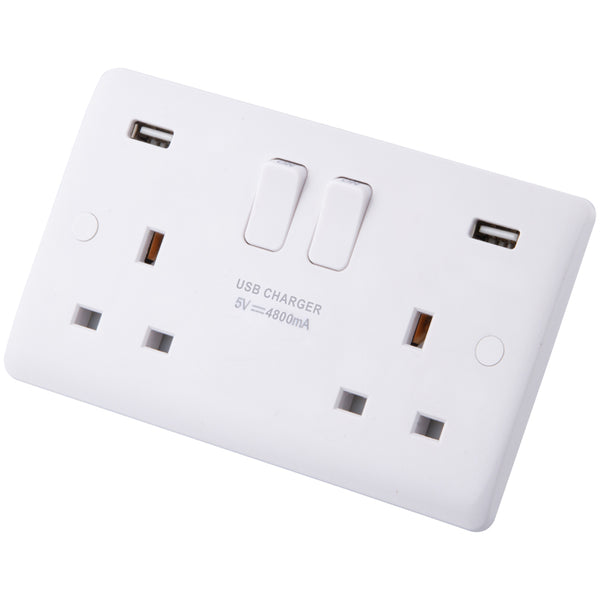 Twin 13A Switched Socket with USB A+C