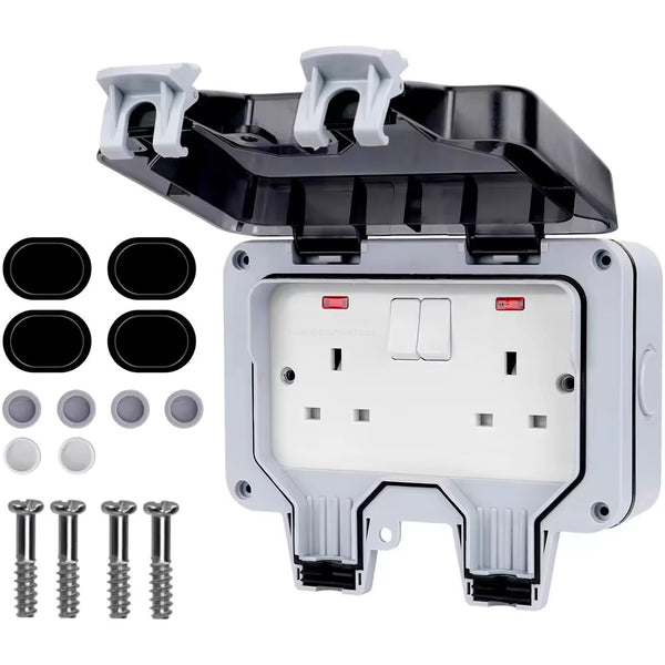 IP66 Weatherproof Double 13A Switched Socket