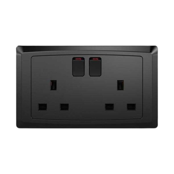 Polomax 13A 2-Gang Switched Socket