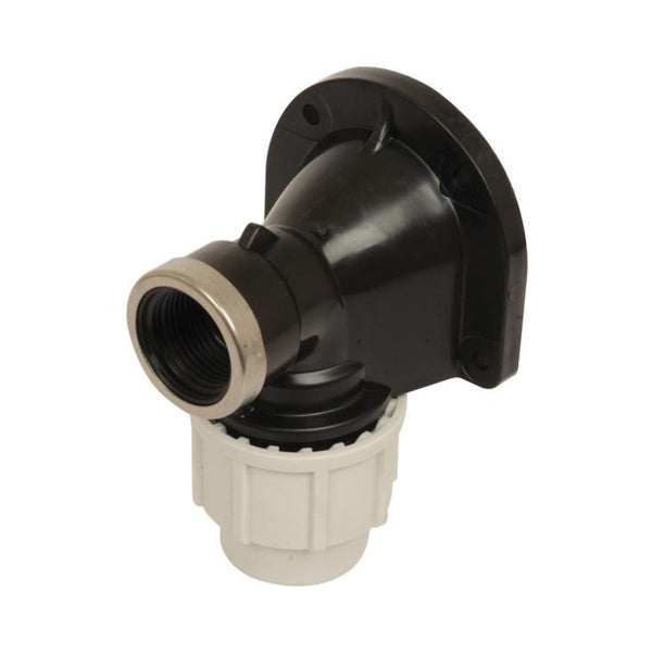 Black PPR Wall Plate Elbow