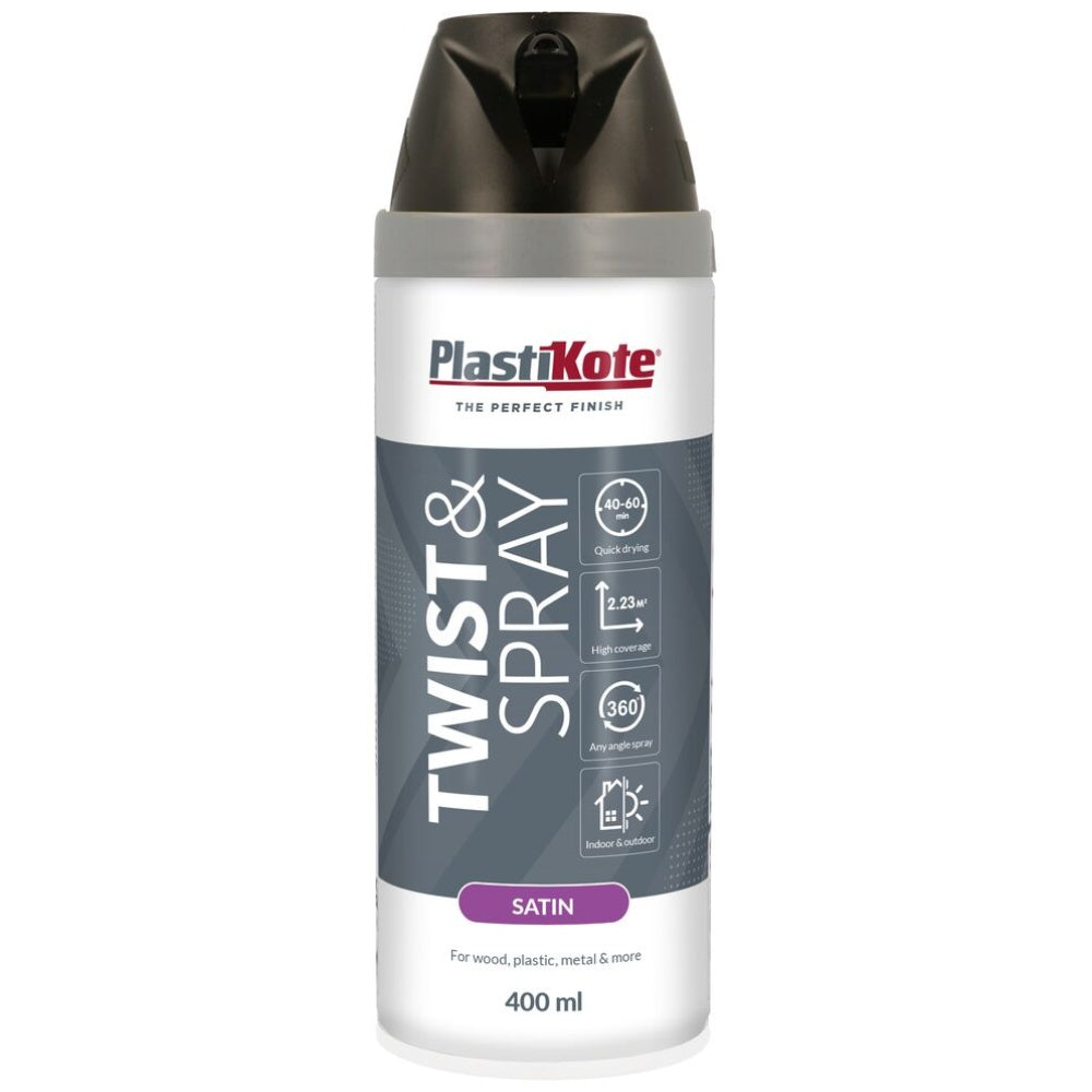 PlastiKote Twist & Spray Satin Black Spray Paint