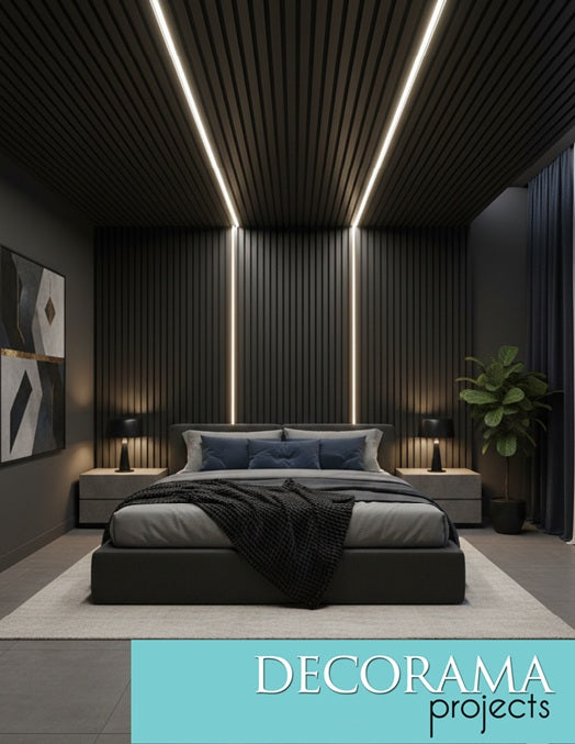 Black acoustic wood slats