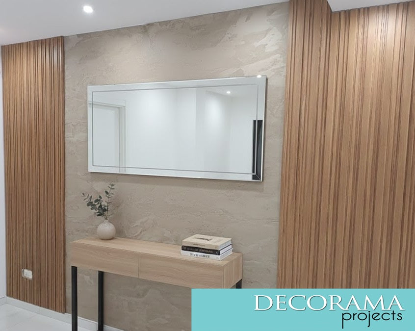 Natural Stone Veneer 122 x 275cm and Wood Fluted panels  18 x 275cm