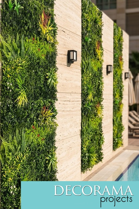GAEA ARTIFICIAL GREEN WALL AND TRAVERTINE SOFT STONE