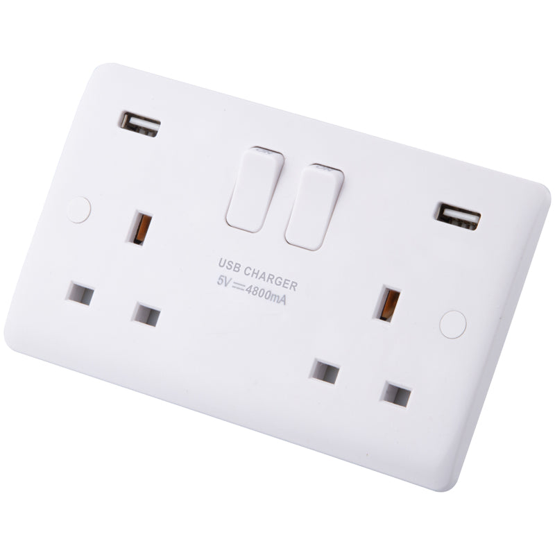 Twin 13A Switched Socket with USB A+C
