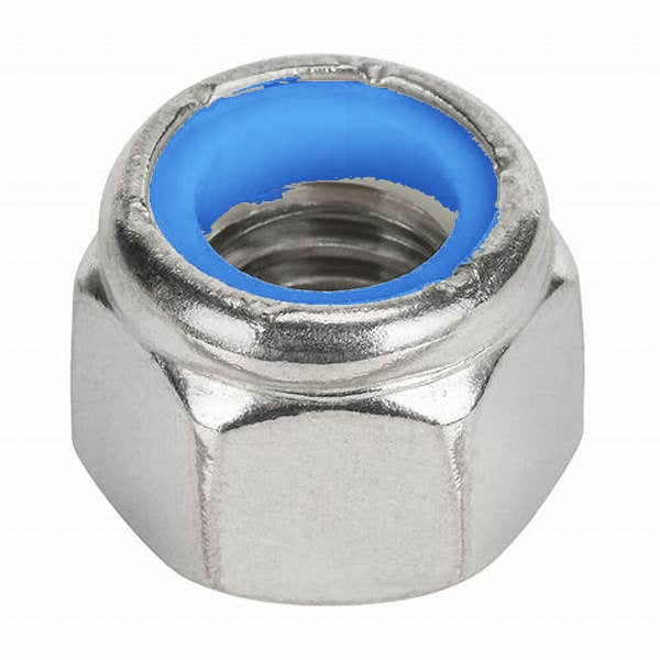 A2 stainless steel nyloc nut with blue nylon insert