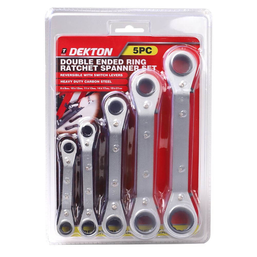 Dekton Double-Ended Ring Ratchet Spanner Set