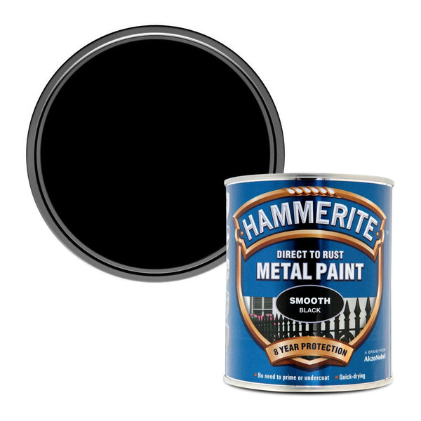 Hammerite Smooth Metal Paint, black, 750 ml