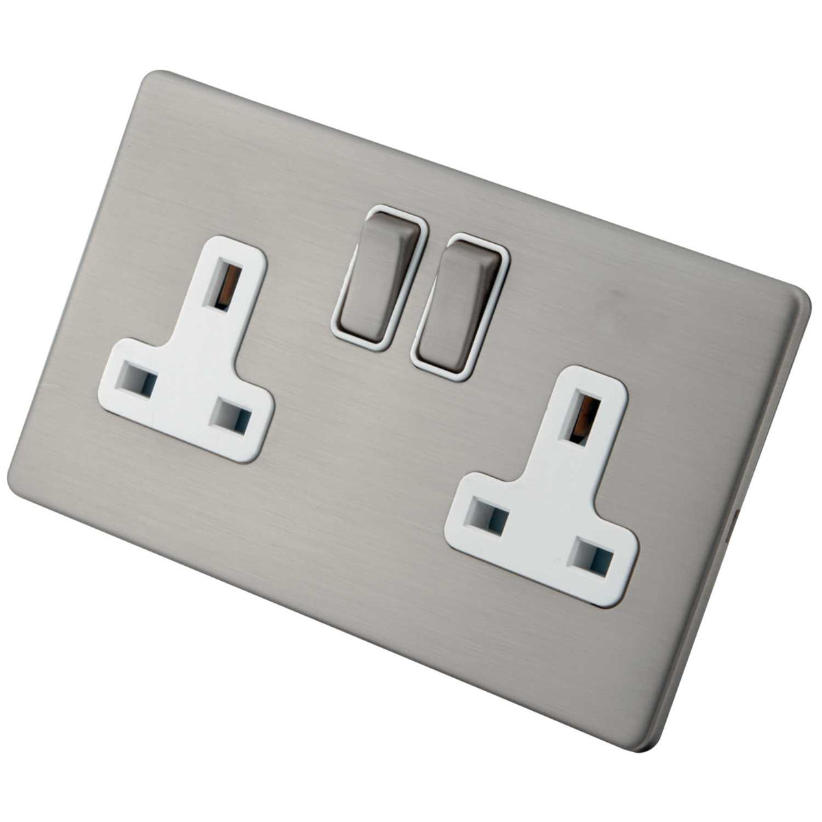 Brushed Stainless Steel 13A Switched Socket