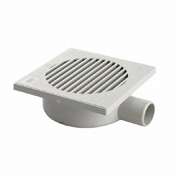 Grey Plastic Floor Drain with Square Grate